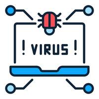 Virus on Laptop Screen Computer Virus colored icon or symbol vector