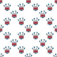 Computer Network with Virus colored seamless pattern vector