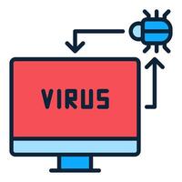 Bug inside Computer PC Viruses colored icon or sign vector