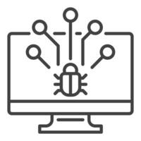Computer Virus in PC outline icon or symbol vector