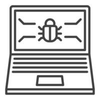 Laptop Screen with Computer Virus Internet Security thin line icon or design element vector