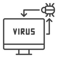 Bug in Computer PC Viruses icon or symbol in outline style vector