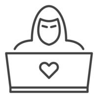 Hacker with Laptop outline icon or symbol vector