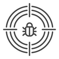 Computer Bug in Target Internet Security thin line icon or design element vector