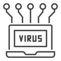 Computer Virus in Laptop linear icon or symbol vector