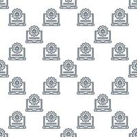 Computer Virus or Bug on Laptop linear seamless pattern vector