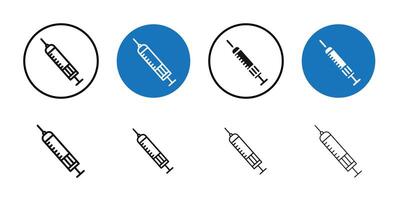 Syringe icon Thin line art collection vector
