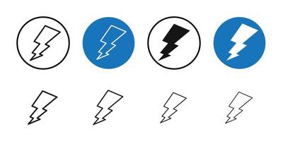 Thunder bolt icon Thin line art collection vector