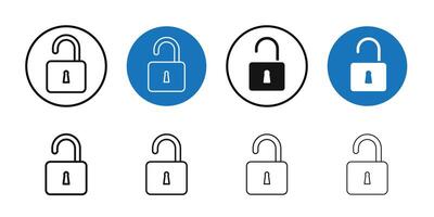 Unlock icon Thin line art collection vector