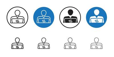 Programmer icon Thin line art collection vector