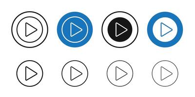 Play Button icon Thin line art collection vector