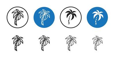 Palm tree icon Thin line art collection vector