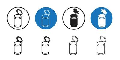 Open tin can icon Thin line art collection vector