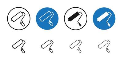 Paint roller icon Thin line art collection vector
