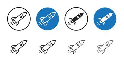 Rocket launch icon Thin line art collection vector