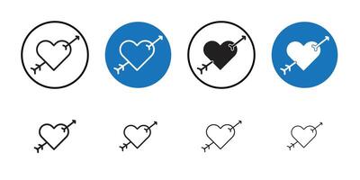 Heart with arrow icon Thin line art collection vector