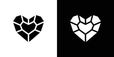 Heart shaped diamond icon set illustration vector