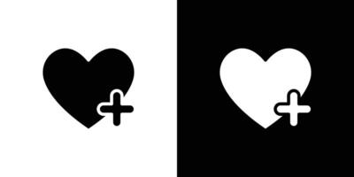 Heart plus icon Flat art illustration in outline vector