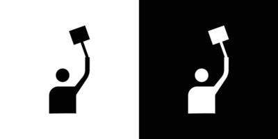 Man protests with a poster icon set illustration vector