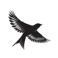 Silhouette of a bird in flight with wings spread wide on a white background vector