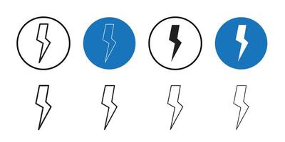 Lightning icon Thin line art collection vector
