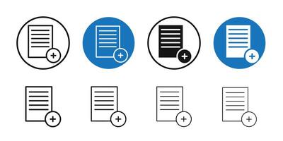 Add document icon Thin line art collection vector