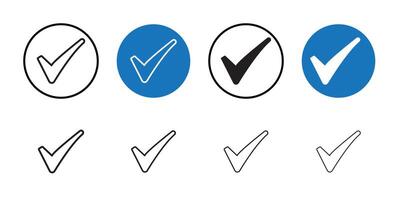 Check mark icon Thin line art collection vector