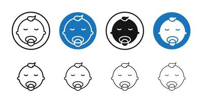 Child face icon Thin line art collection vector
