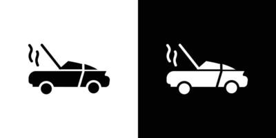 Broken car with open hood icon Flat art illustration in outline vector