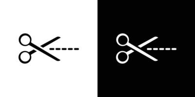 Scissors with cut lines icon Flat art illustration in outline vector