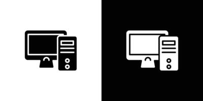 Desktop computer icon Flat art illustration in outline vector