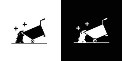Wheelbarrow unloading icon Art design illustration vector