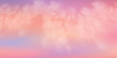 Panoramic abstract pink blue sky background. Skyscape with fluffy clouds. Gradient fantasy paradise background. vector
