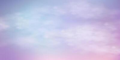 Panoramic abstract pink blue sky background. Skyscape with fluffy clouds. Gradient fantasy paradise background. vector