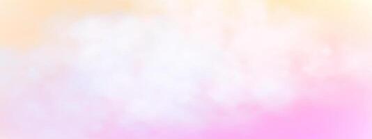 Panoramic abstract pink blue sky background. Skyscape with fluffy clouds. Gradient fantasy paradise background. vector