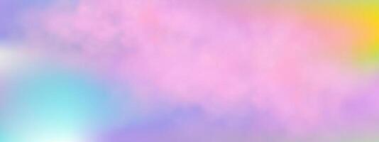Panoramic abstract pink blue sky background. Skyscape with fluffy clouds. Gradient fantasy paradise background. vector