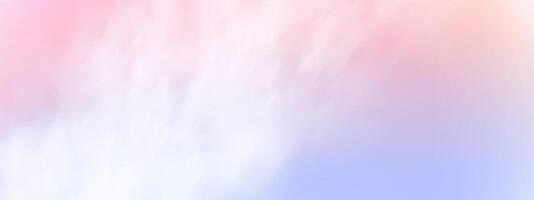 Panoramic abstract pink blue sky background. Skyscape with fluffy clouds. Gradient fantasy paradise background. vector
