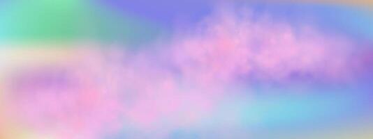 Panoramic abstract pink blue sky background. Skyscape with fluffy clouds. Gradient fantasy paradise background. vector