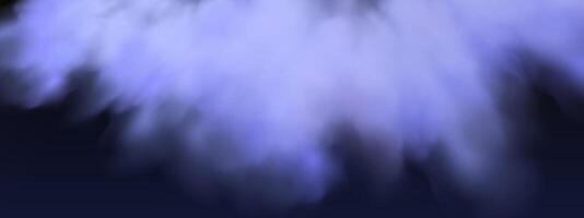 Black background with gray-blue clouds creating the effect of smoke or fog. The atmosphere of spring magic at dawn or summer night ,fog over land or water surface. vector
