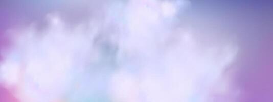 Panoramic abstract pink blue sky background. Skyscape with fluffy clouds. Gradient fantasy paradise background. vector