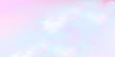 Panoramic abstract pink blue sky background. Skyscape with fluffy clouds. Gradient fantasy paradise background. vector