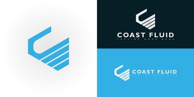 Modern initial letter CF or FC logo in blue color isolated on multiple background colors. The logo is suitable for water sports application logo design inspiration templates. vector