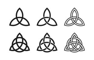 Ancient celtic trinity knot symbol icon set vector