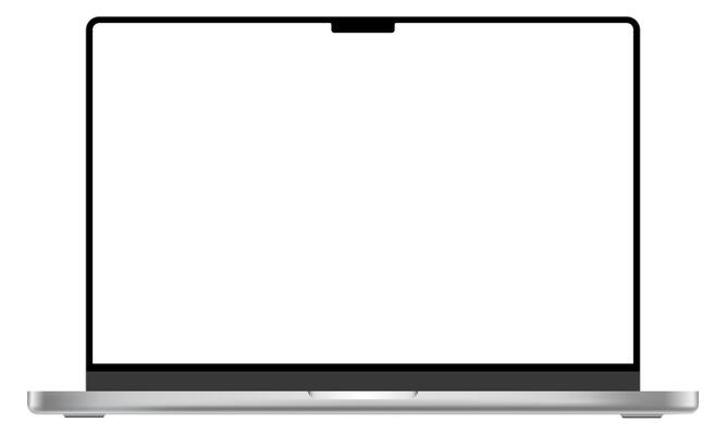 Realistic laptop device mockup template. Modern technology computer blank screen illustration