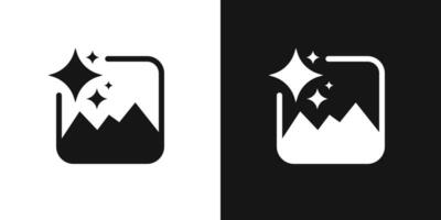 Ai image generator symbol with stars app button icon illustration vector