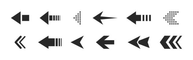 Icon set of black arrows. Flat arrow collection for web user interface design illustration vector