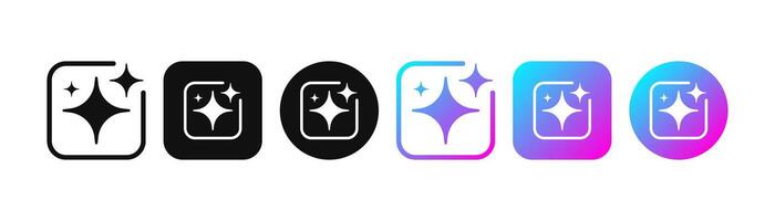 Artificial intelligence stars app logo colorful icon set. Create generate prompt ai application symbol collection illustration vector