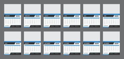 standard a3 size modern 2025 wall calendar design template vector