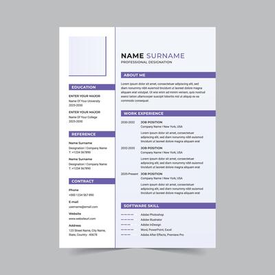 Modern, minimalist cv template, clean resume template
