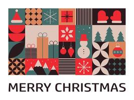 Geometric Christmas pattern with a trendy mosaic design, perfect for a greeting card featuring Christmas and New Year themes. vector